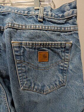 Carhartt Men's Flannel Lined Blue Jeans 36x34 Relaxed Fit Straight Leg B172 DST